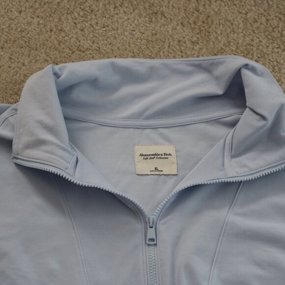 Abercrombie & Fitch Sky Blue Zip-Up Crop Top - Picture 3 of 5